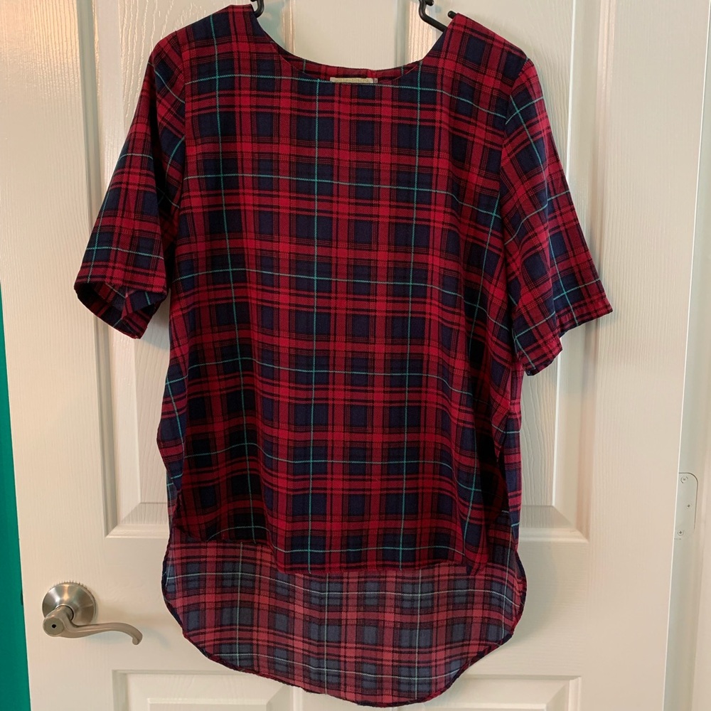 Long plaid blouse